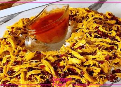 طرز تهیه زرشک پلو با مرغ ریش ریش با تمام جزئیات