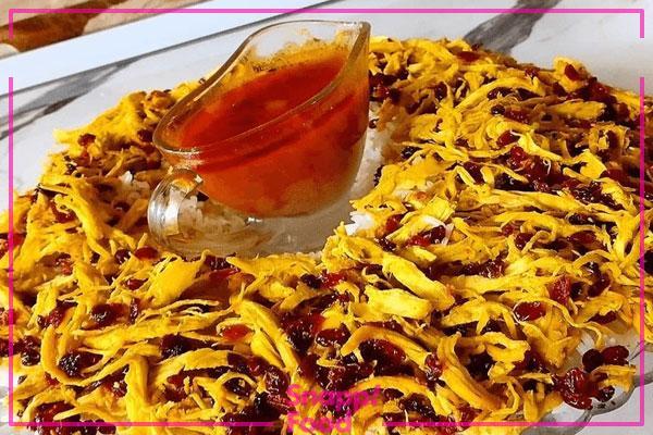 طرز تهیه زرشک پلو با مرغ ریش ریش با تمام جزئیات